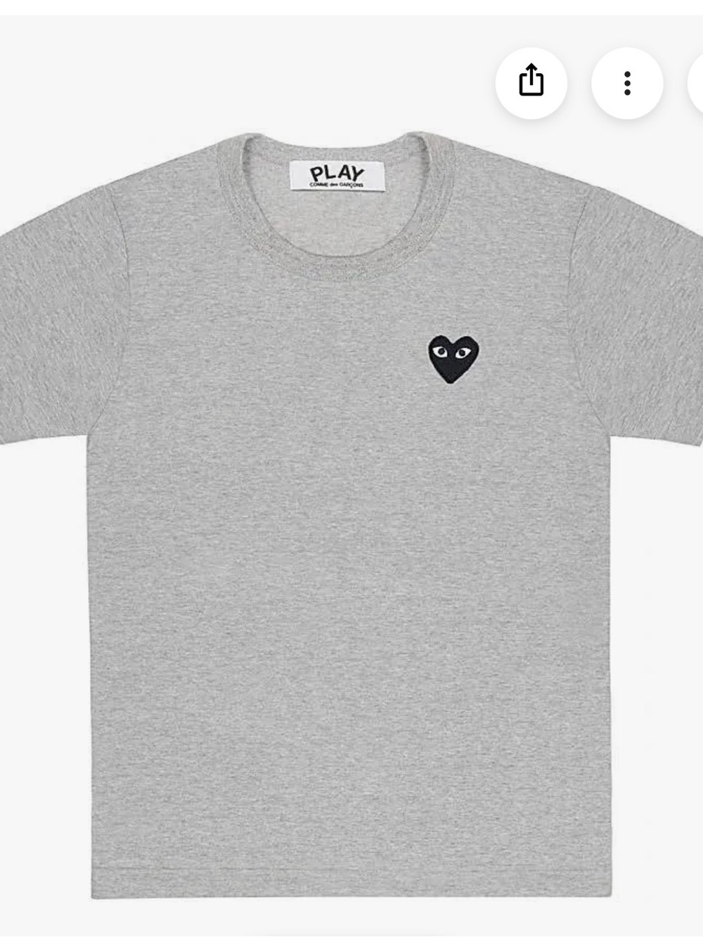 Comme des Garçons PLAY Gray Heart Logo T-Shirt Size M